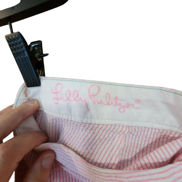 Lilly Pulitzer Womens Size 6 The Buttercup Scalloped Hem Pink & White Striped Sh - Picture 3 of 4
